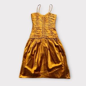 Vintage 60s Gold Ruched Dress